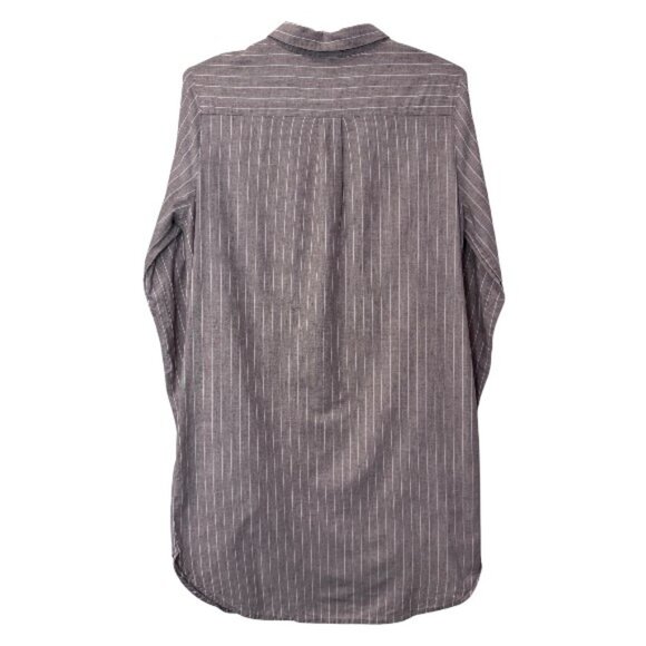 Lumiere striped button up long sleeve shirt dress tan and white women's size L - Picture 5 of 6